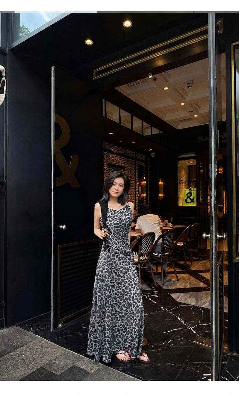 Noelle Misted Leopard Mulberry Silk Maxi Dress