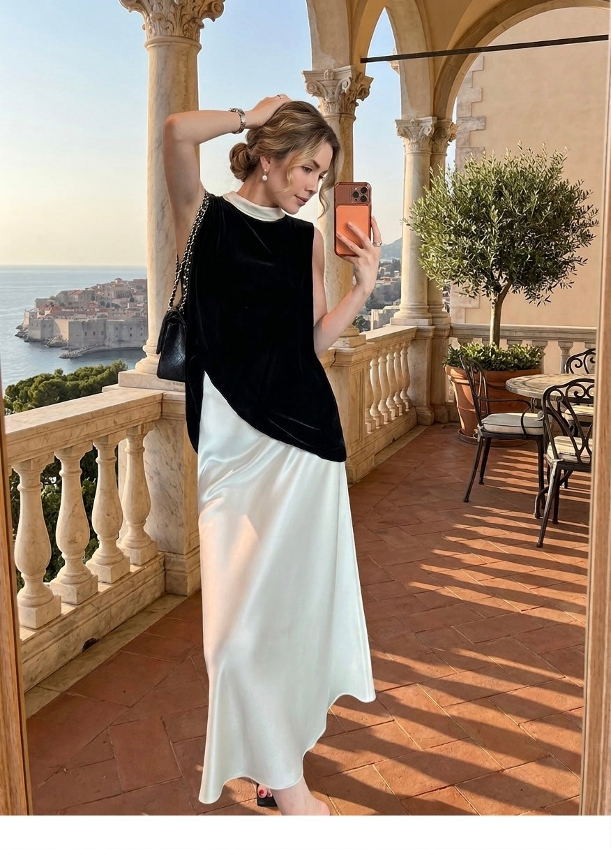 Lustrous Satin Bias Midi Skirt