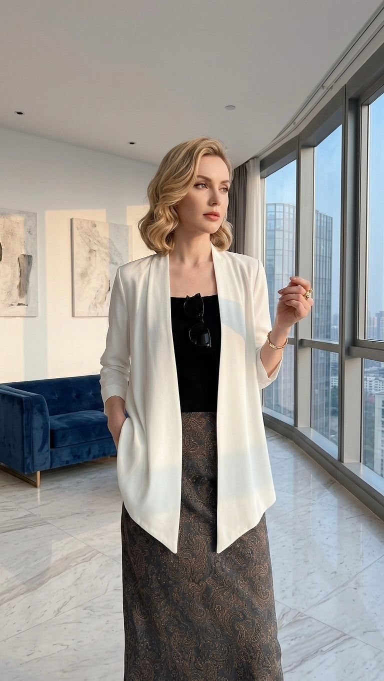 Sloane Draped Open-Front Jacket