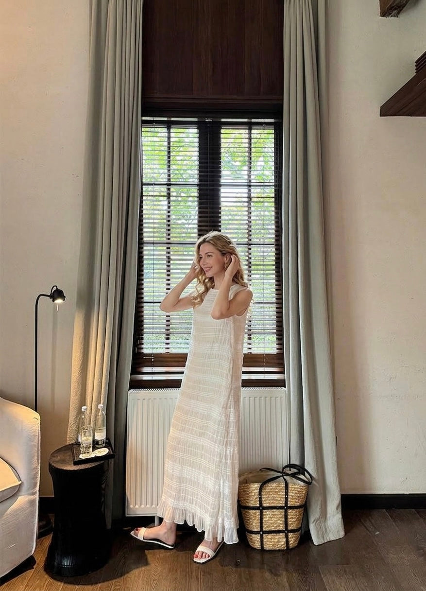 The Elara Textured Column Maxi Dress