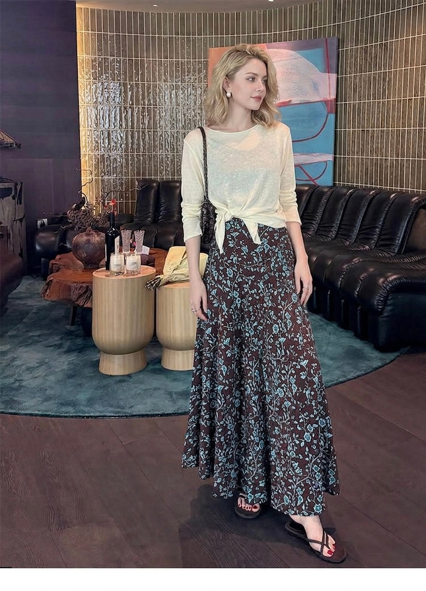 Designer Series - The Celeste Vine-Print Silk Maxi Dress