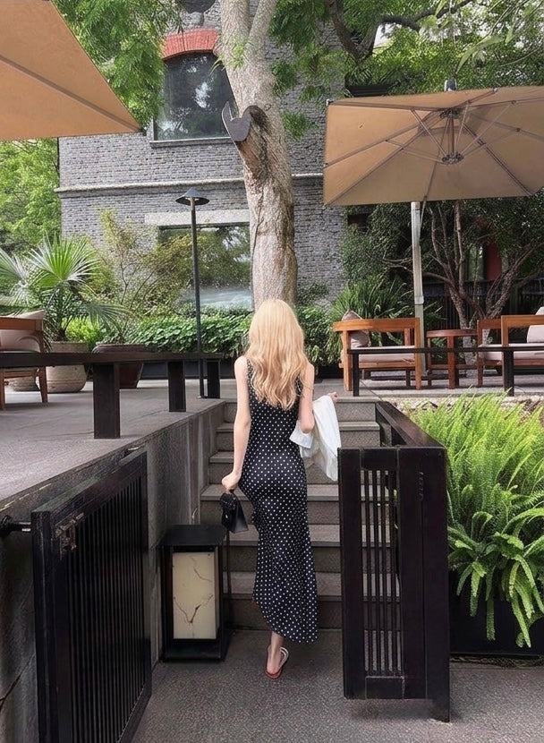 Designer Series-The Celeste Polka Dot Silk Midi Dress