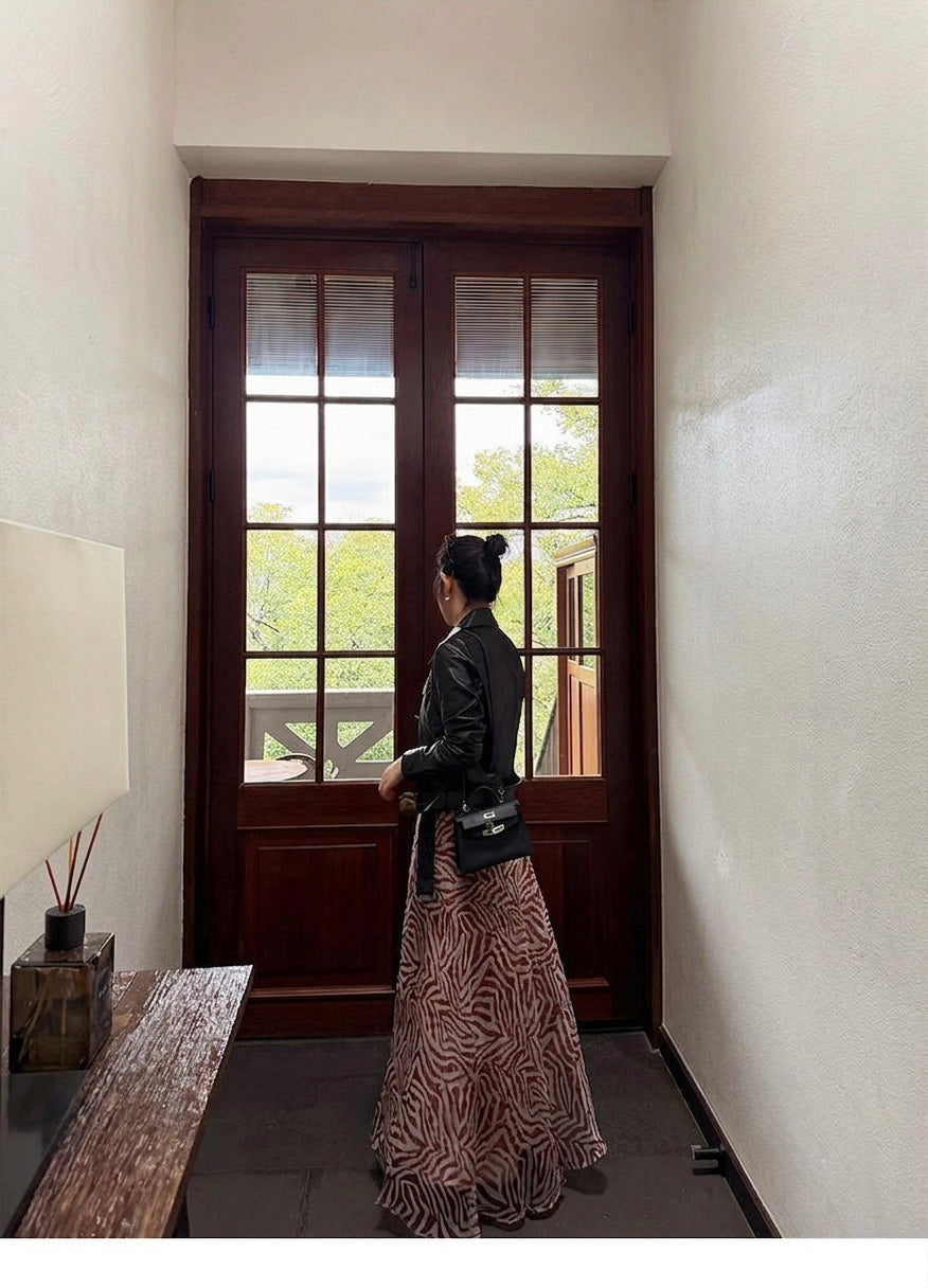 The Solenne Zebra Silk Organza Maxi Skirt