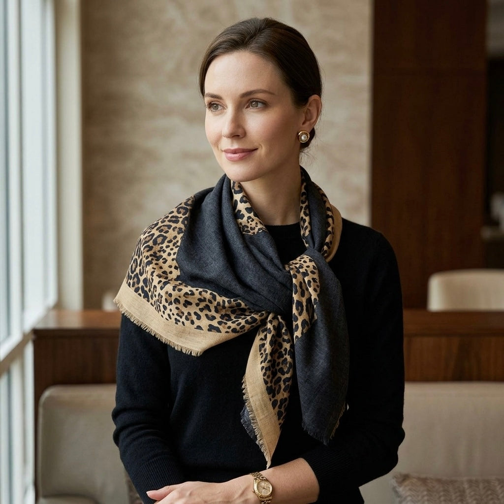 Designer Series-Wool Leopard Étole Scarf