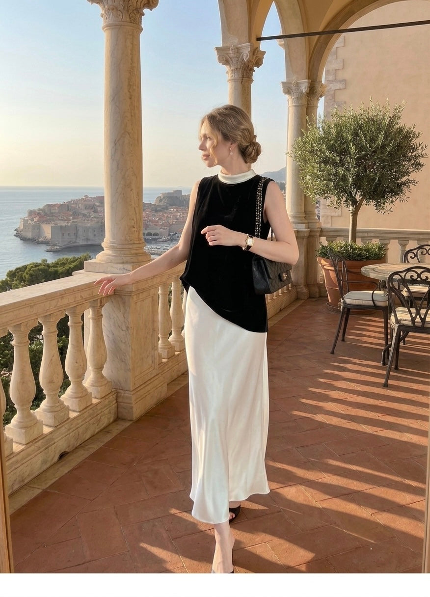 Lustrous Satin Bias Midi Skirt