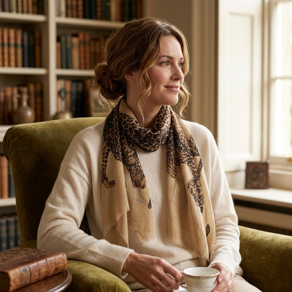 Designer Series-Wool Leopard Étole Scarf