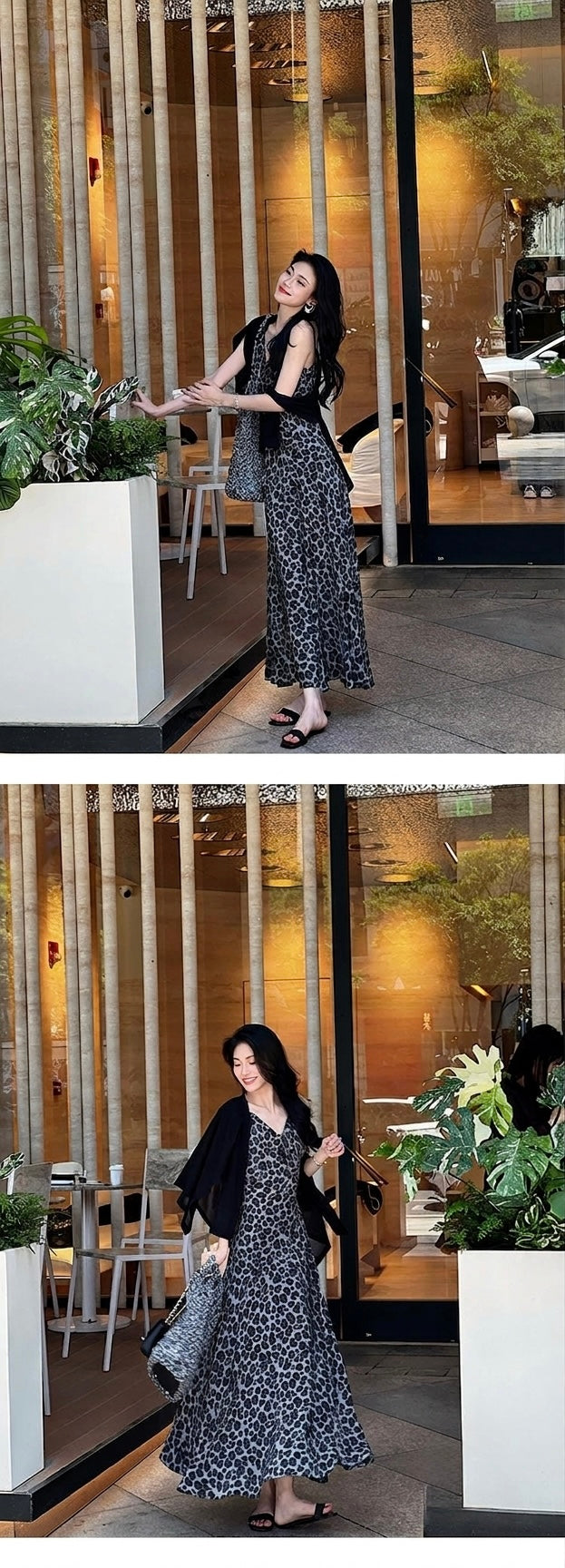 Noelle Misted Leopard Mulberry Silk Maxi Dress