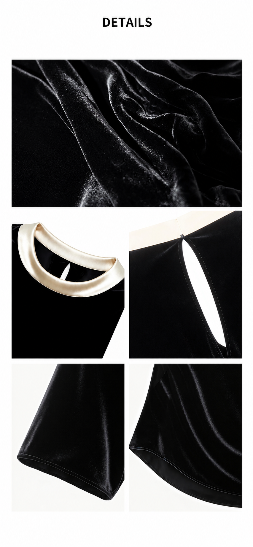 Designer Series-Noire Contrast-Neck Silk Velvet Dress