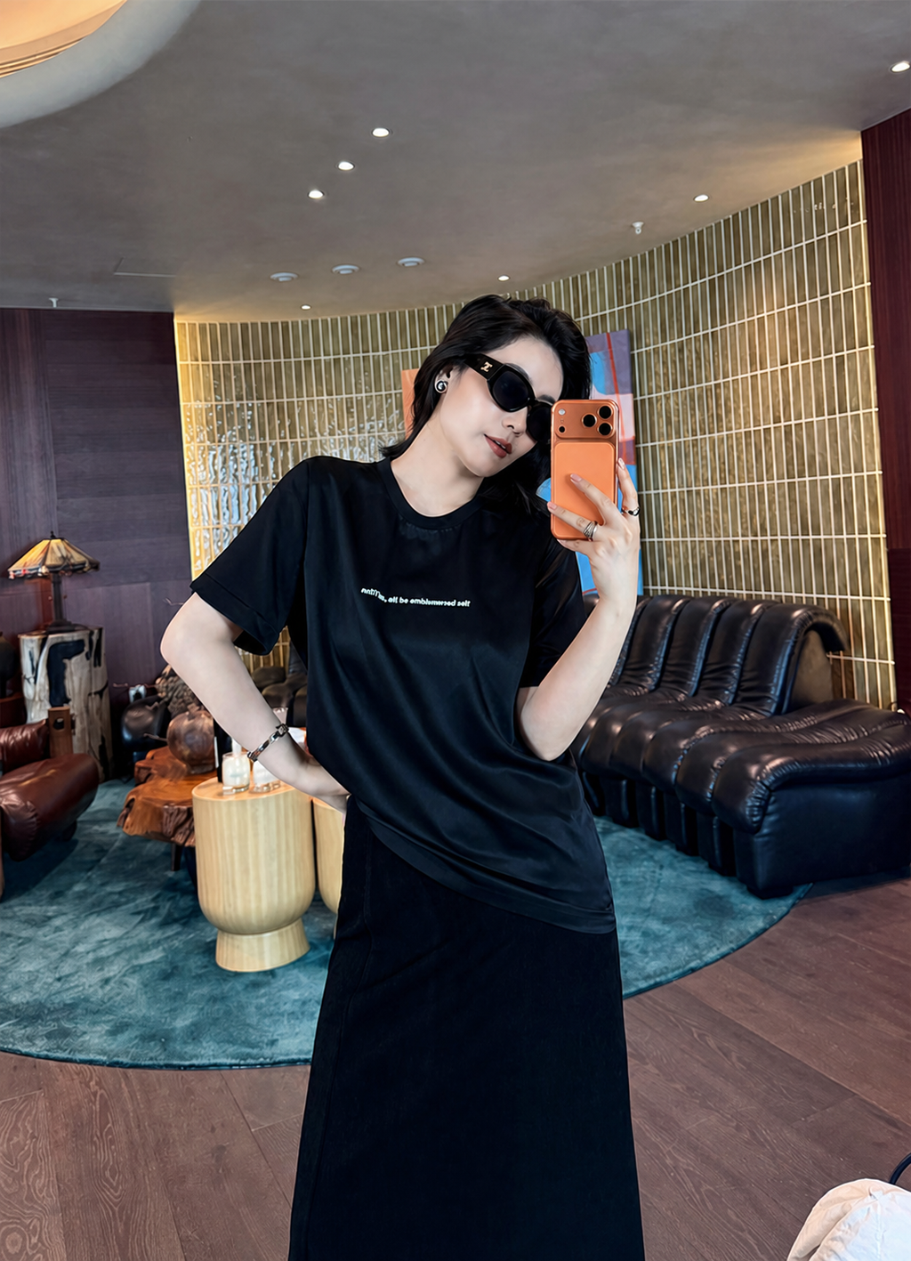 Draped Mulberry Silk Short-Sleeve Tee