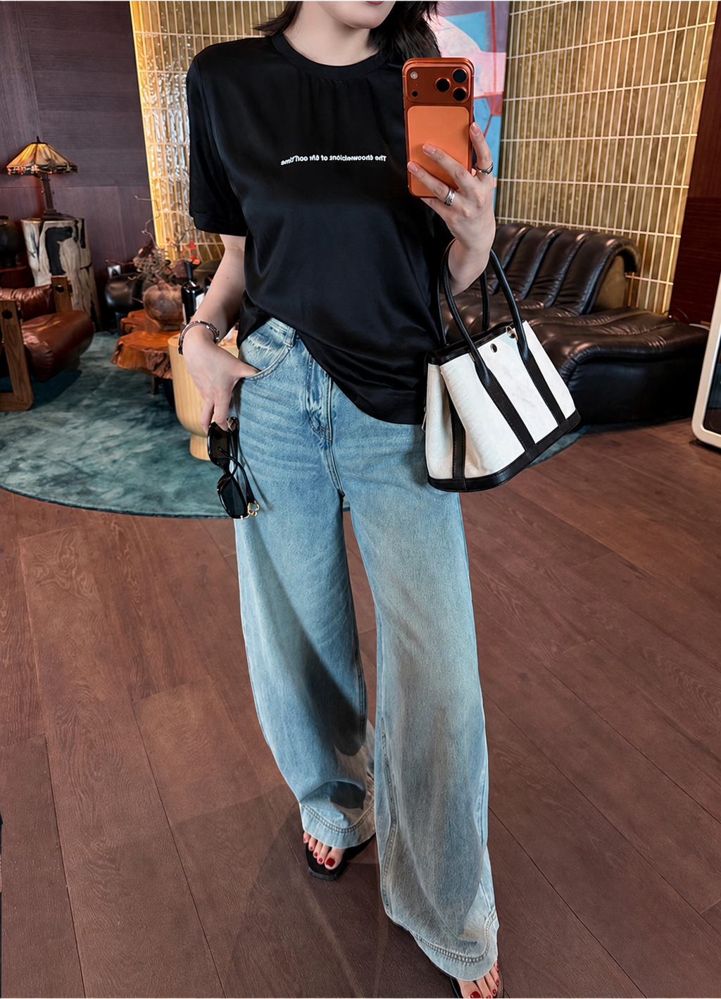 Draped Mulberry Silk Short-Sleeve Tee