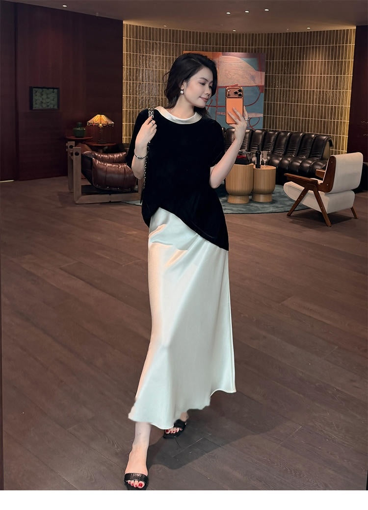 Lustrous Satin Bias Midi Skirt